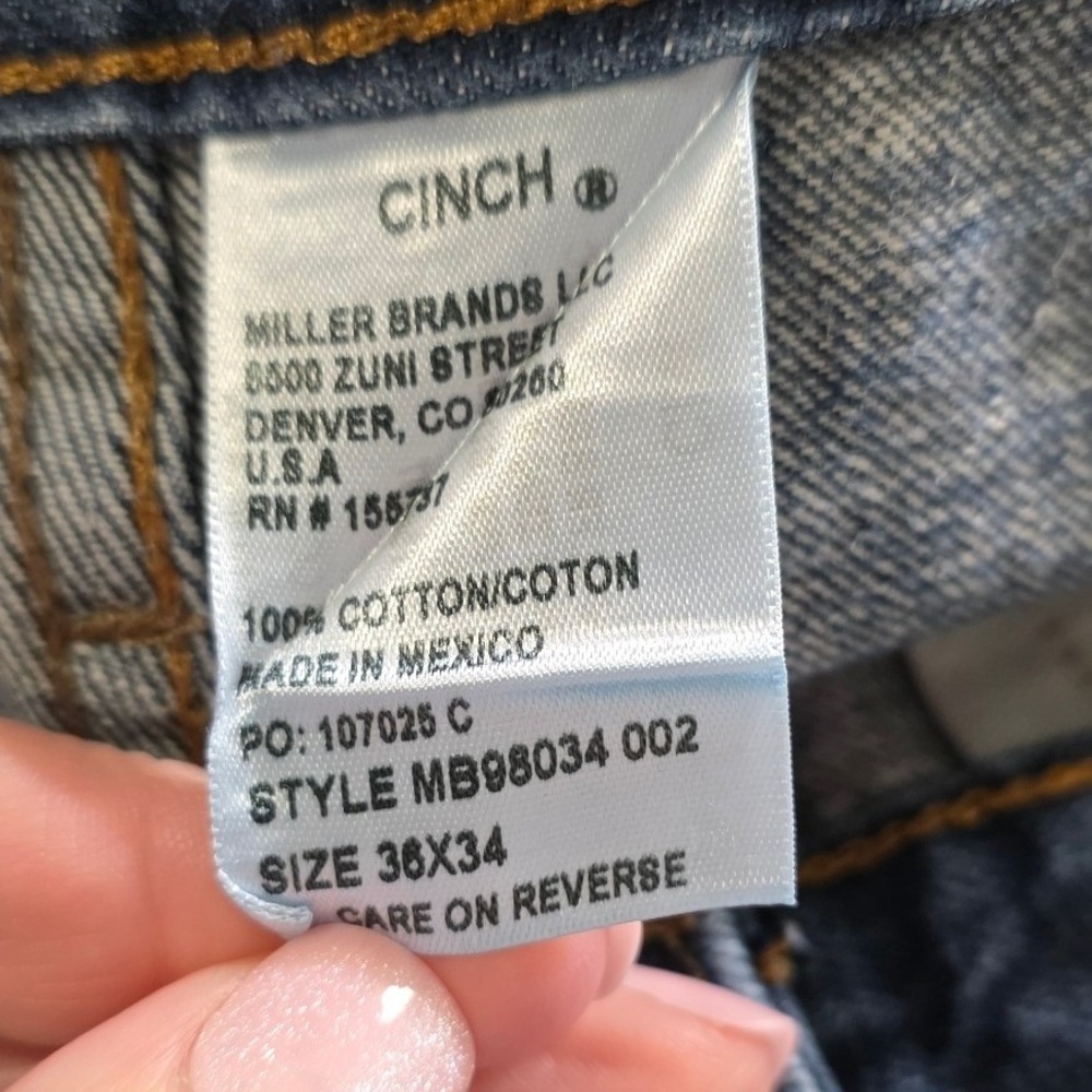 Cinch Mens Jeans 36x34 Silver Label Blue Straight Leg Western Denim Jeans Work - Picture 7 of 10